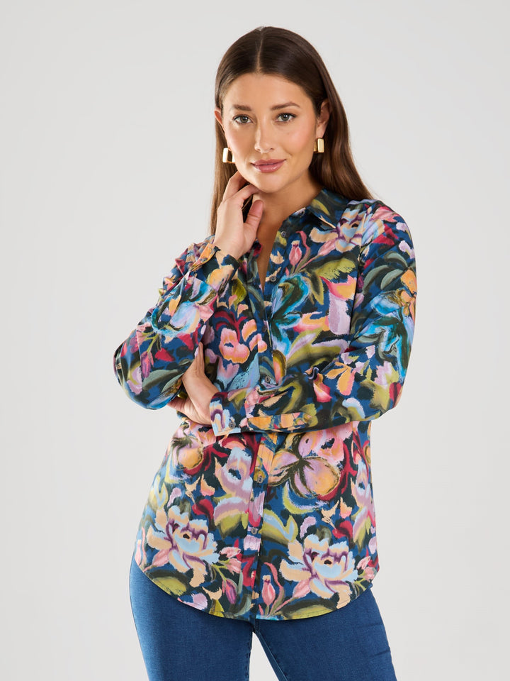 Garden Camouflage Print Long Sleeve Shirt