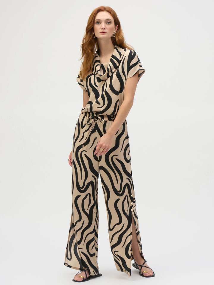 Gauze Abstract Print Wide Leg Pant