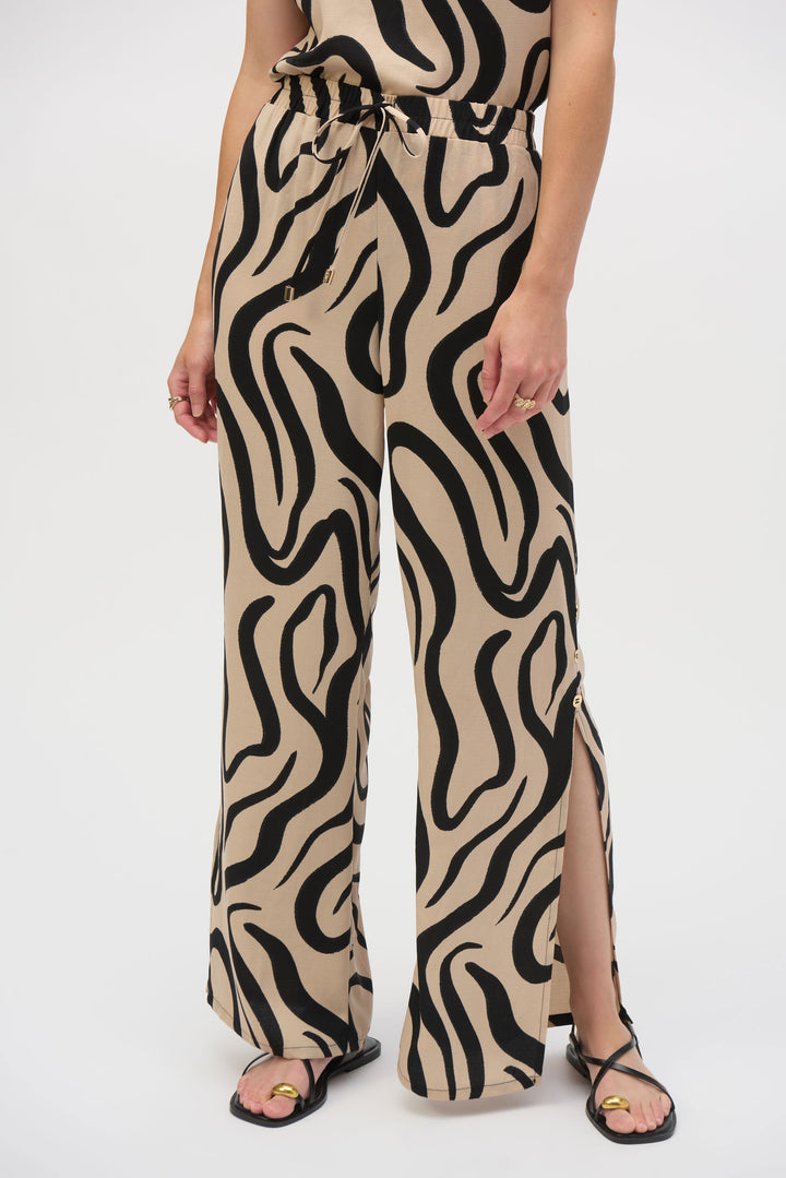 Gauze Abstract Print Wide Leg Pant