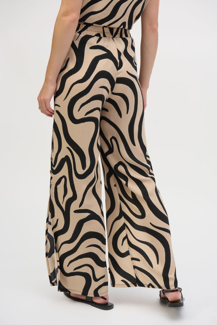 Gauze Abstract Print Wide Leg Pant