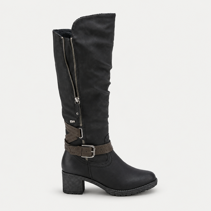 Gemisola Black Tall Boot With Buckle
