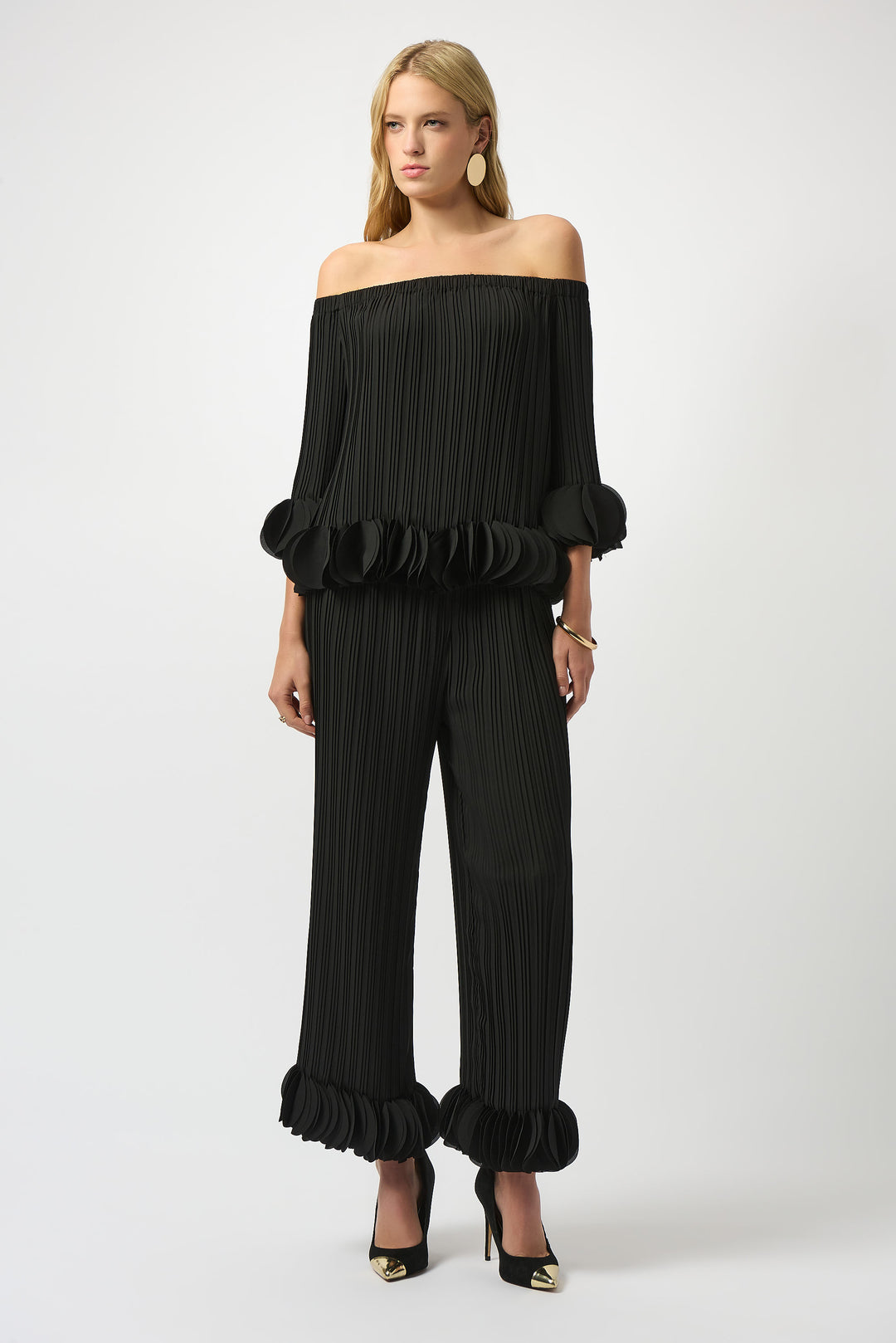 Georgette Off Shoulder Pleated Top