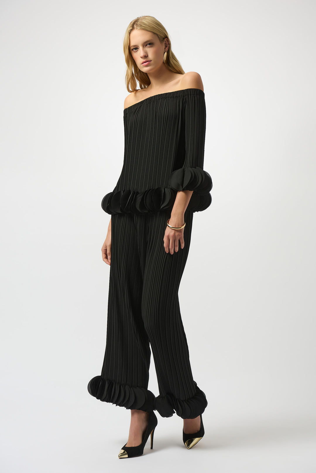 Georgette Off Shoulder Pleated Top
