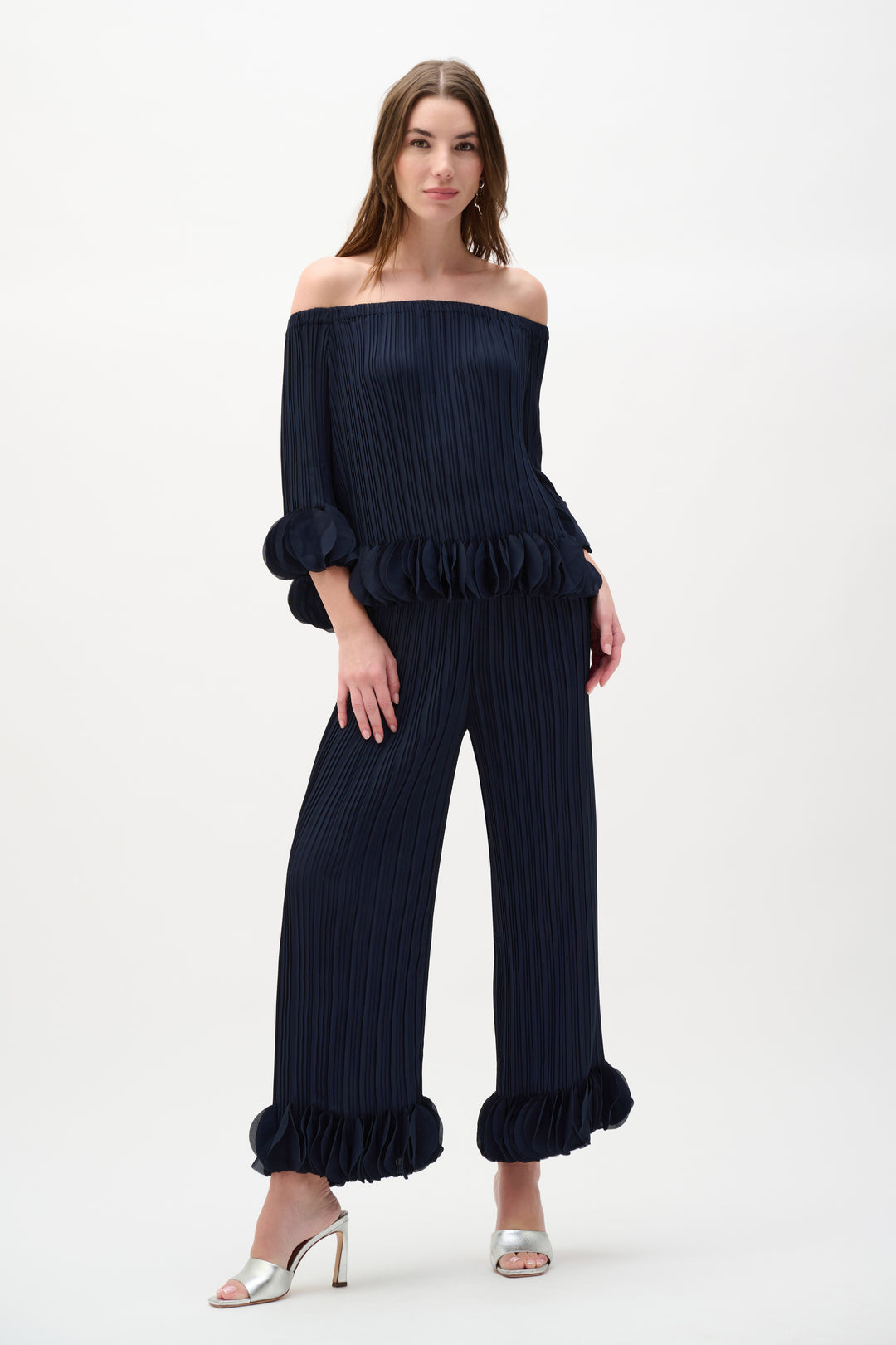 Georgette Off Shoulder Pleated Top