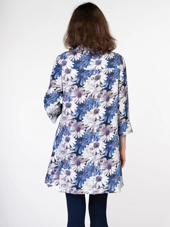 Gerbera Daisy Button Up Tunic Shirt