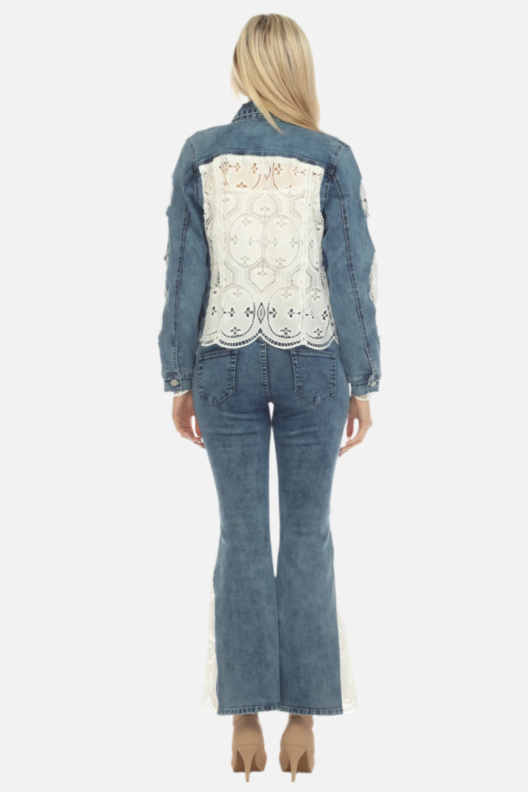 Gina Eyelet Insert Denim Jacket