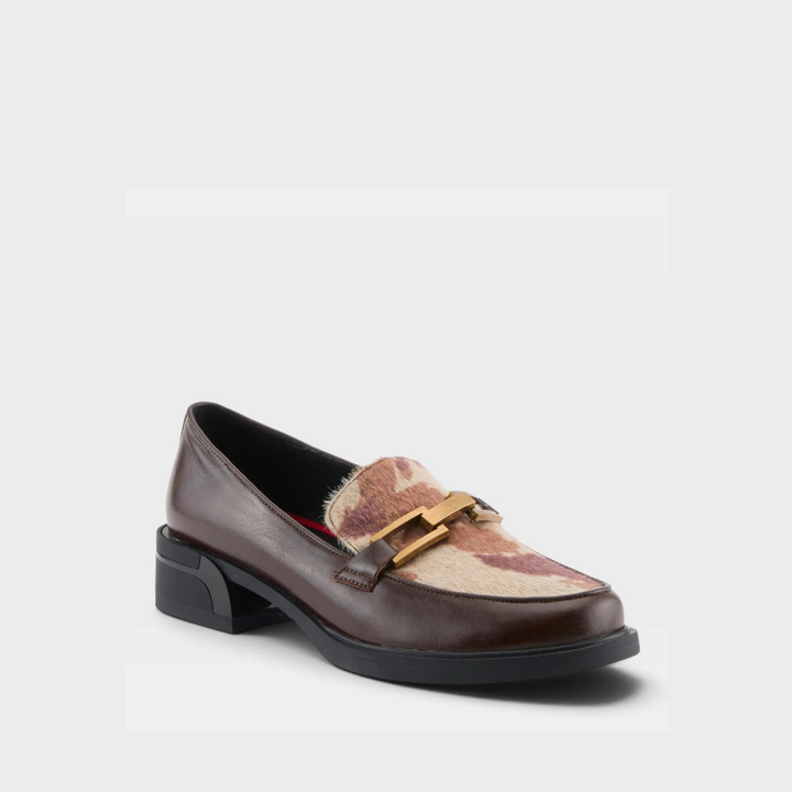 Gogetter Cow Print Brown Leather Shoe