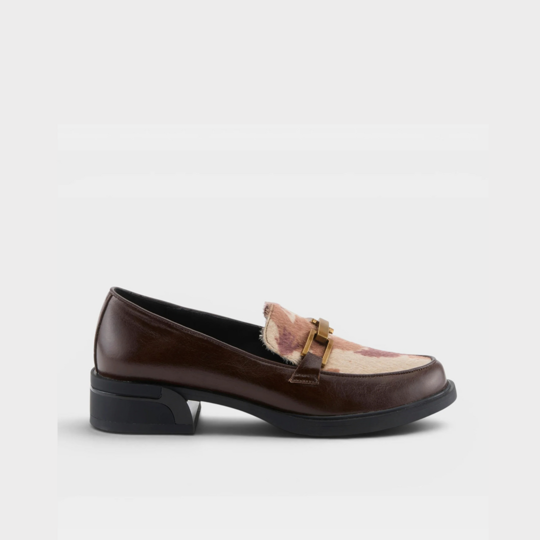Gogetter Cow Print Brown Leather Shoe
