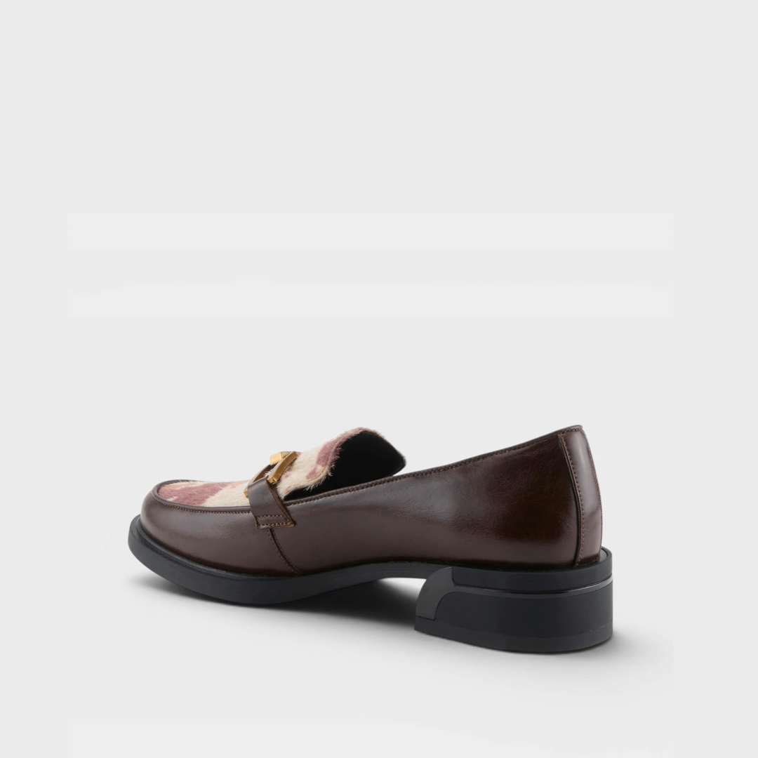 Gogetter Cow Print Brown Leather Shoe