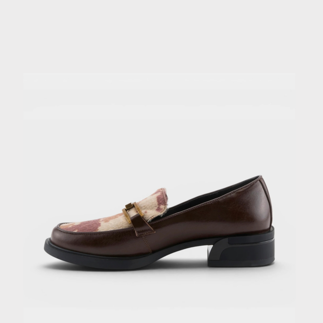 Gogetter Cow Print Brown Leather Shoe