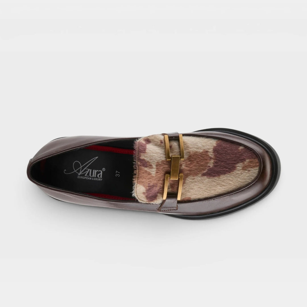 Gogetter Cow Print Brown Leather Shoe