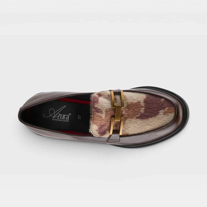 Gogetter Cow Print Brown Leather Shoe