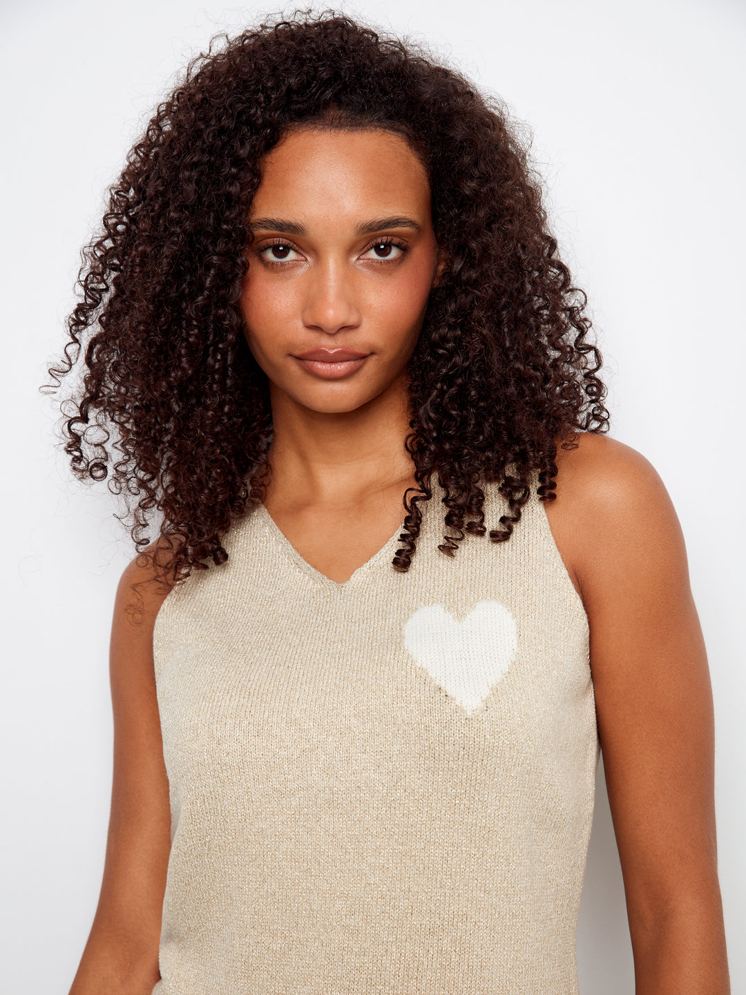Gold Heart Detail Sleeveless Sweater