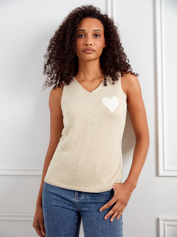 Gold Heart Detail Sleeveless Sweater