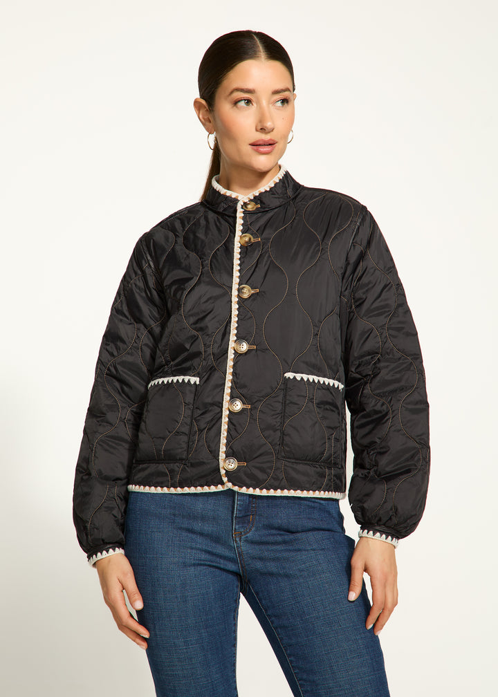 Gold and Black Reversible Quilted Puffer Jacket