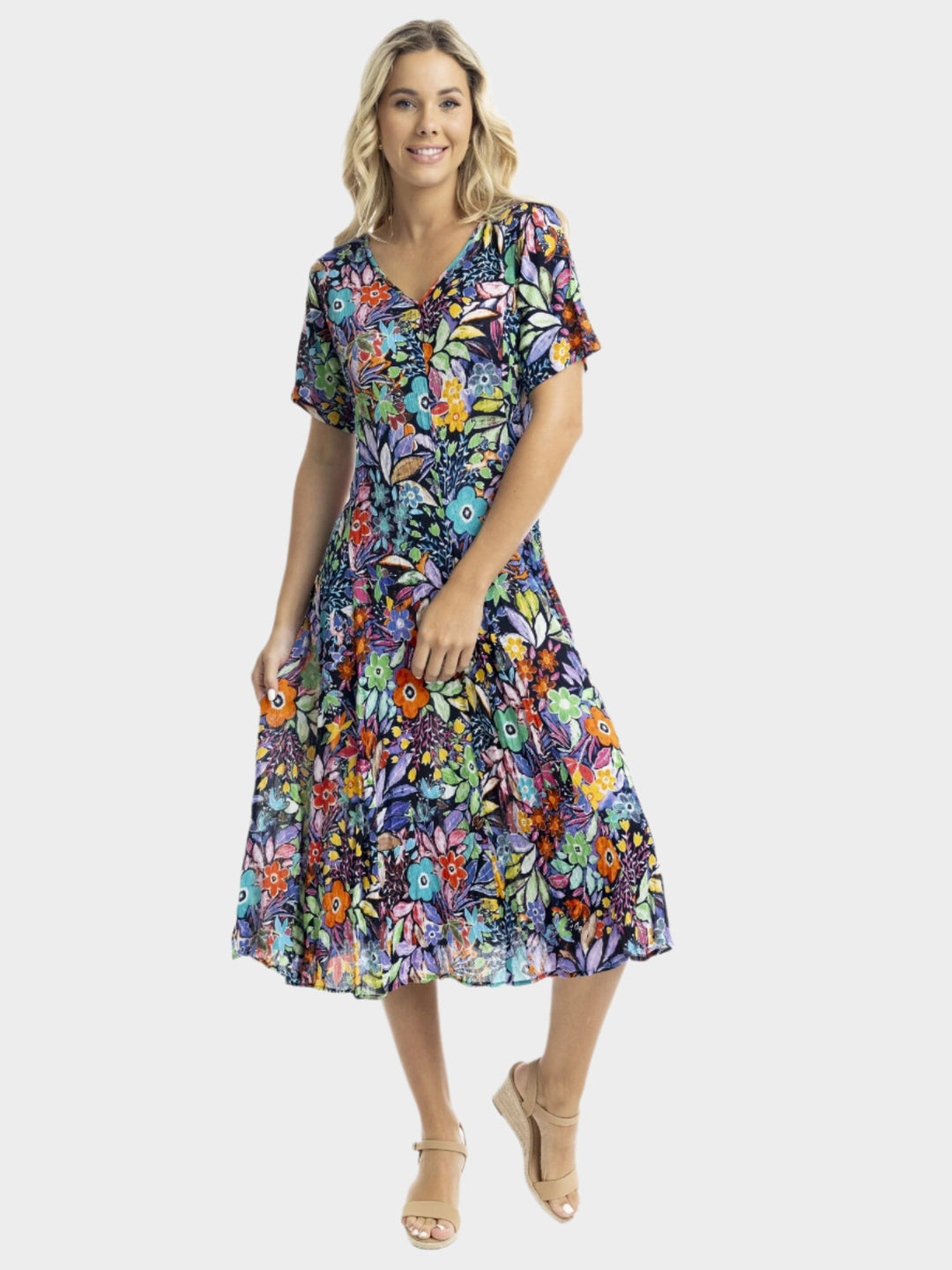 Grenada Short Sleeve Godet Dress