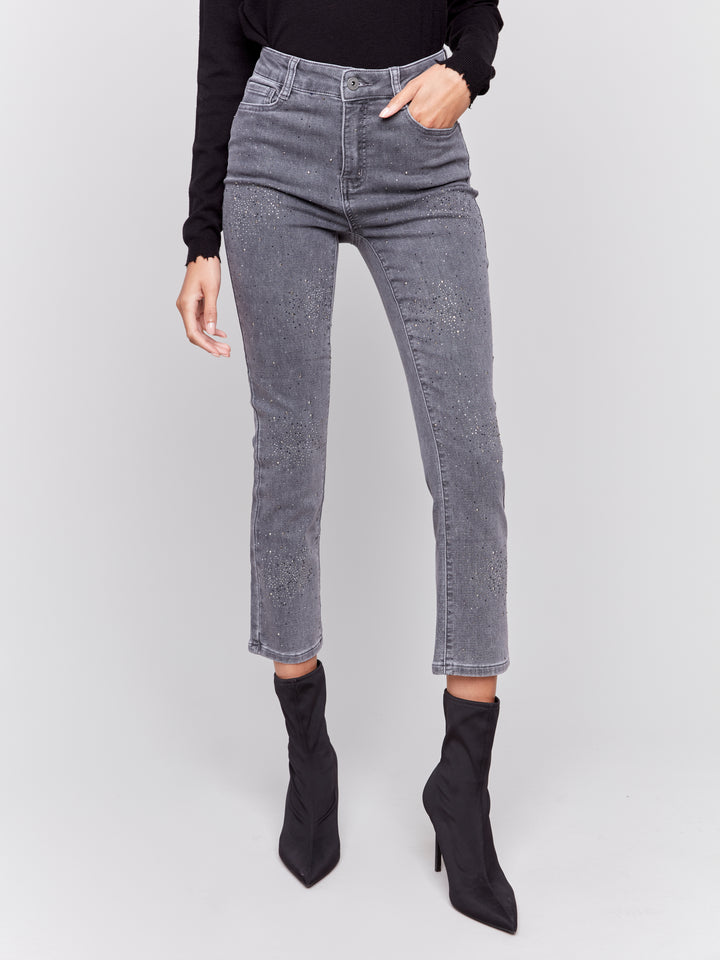 Grey All Over Studs Jean