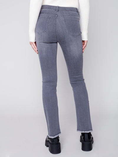 Grey Asymmetrical Hem Bootcut Jean