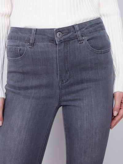 Grey Asymmetrical Hem Bootcut Jean