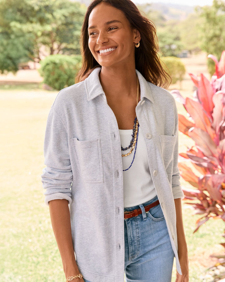 Grey Marina Del Mar Button Up Shirt Jacket