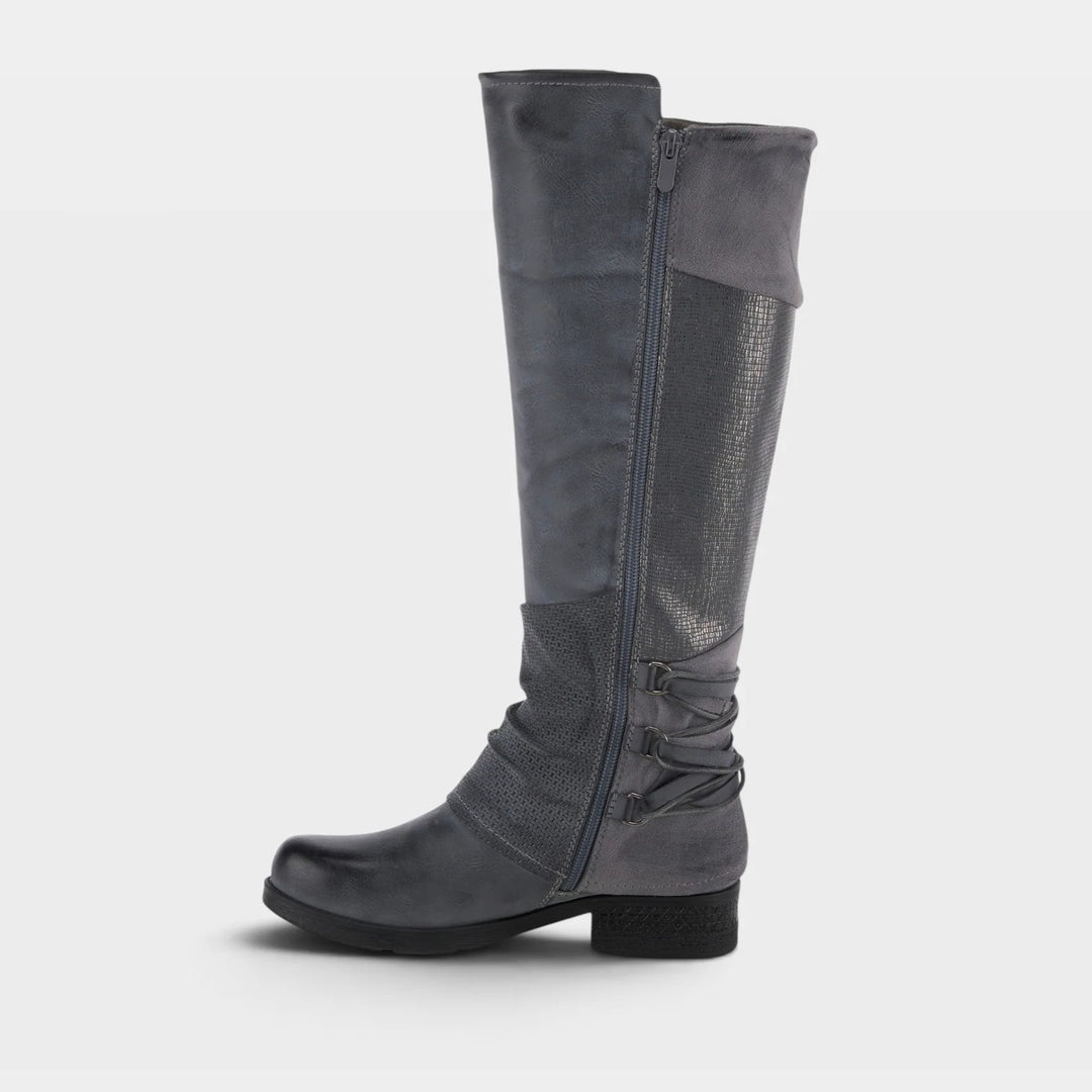 Grey Maxie Mixed Media Slouchy Tall Boot
