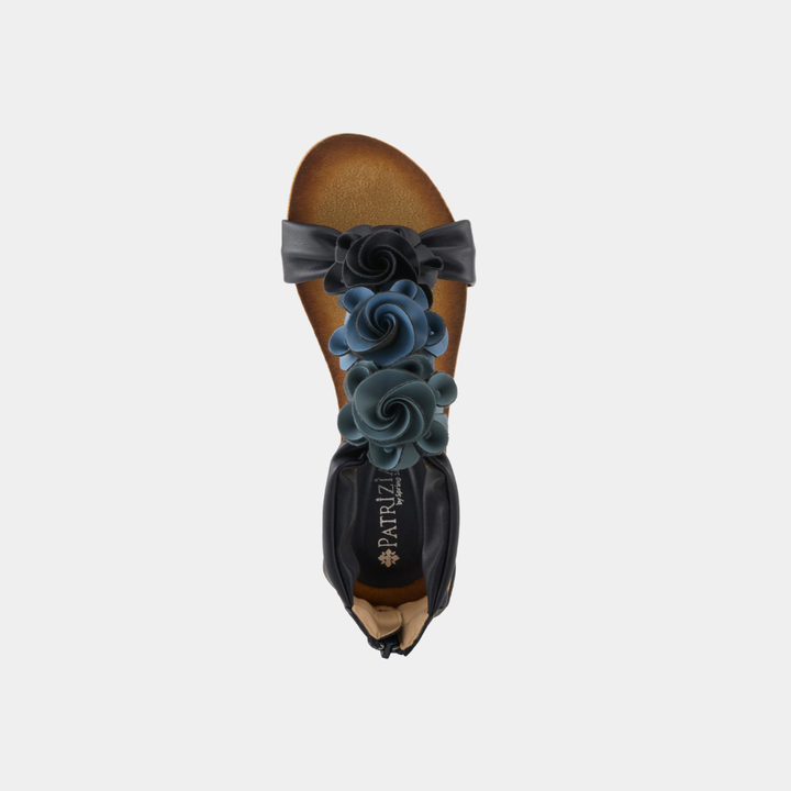 Harlequin Navy Rosette Wedge Shoe