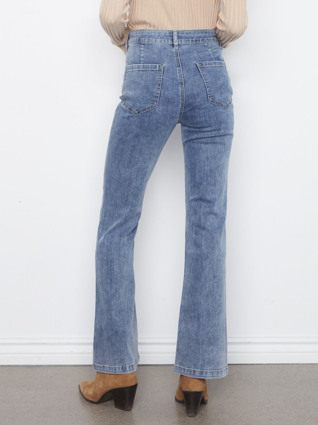Heart Embroidered Flare Leg Jean