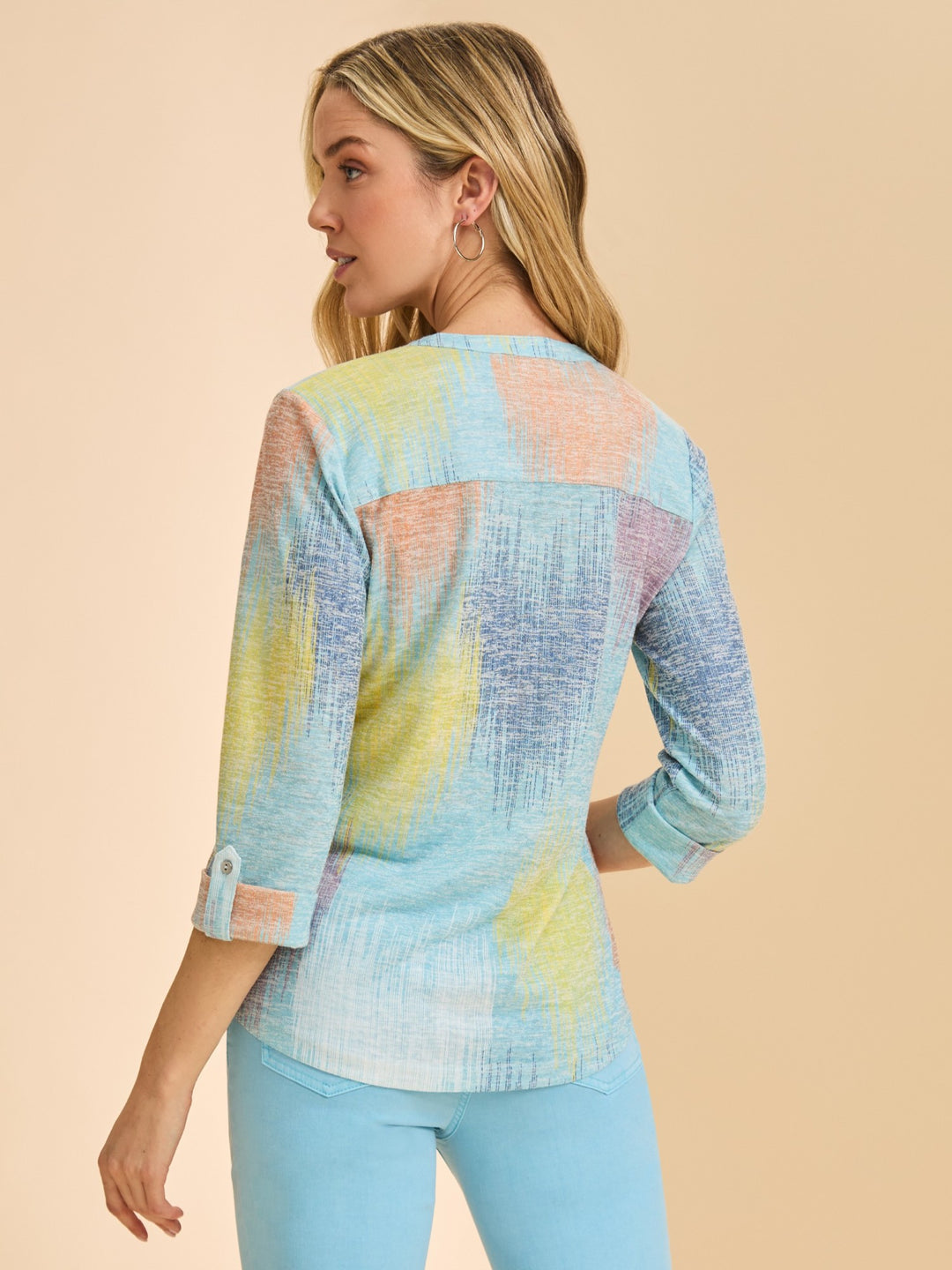 Heart Ikat Print Henley Top