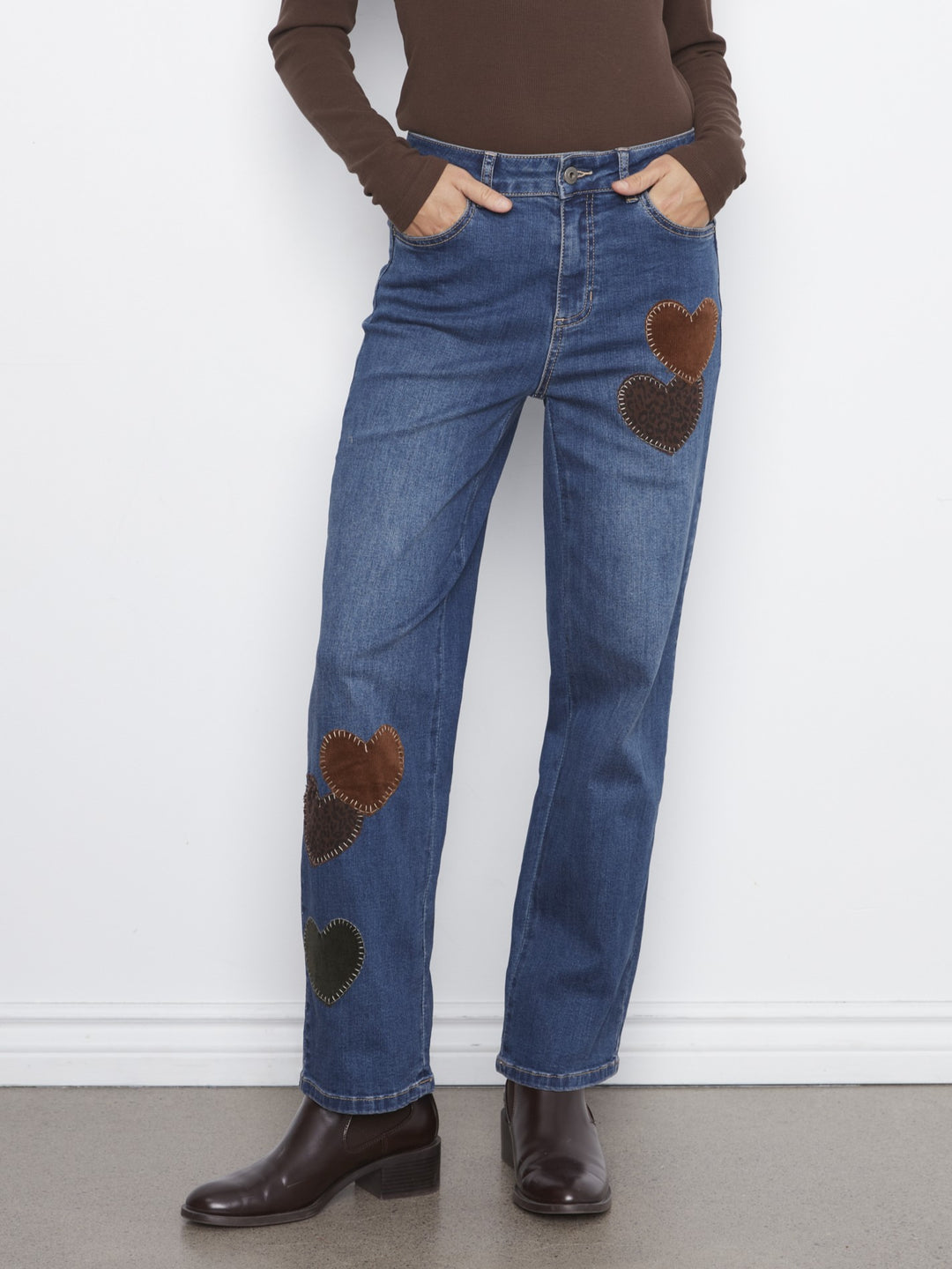 Heart Patch Straight Leg Jean