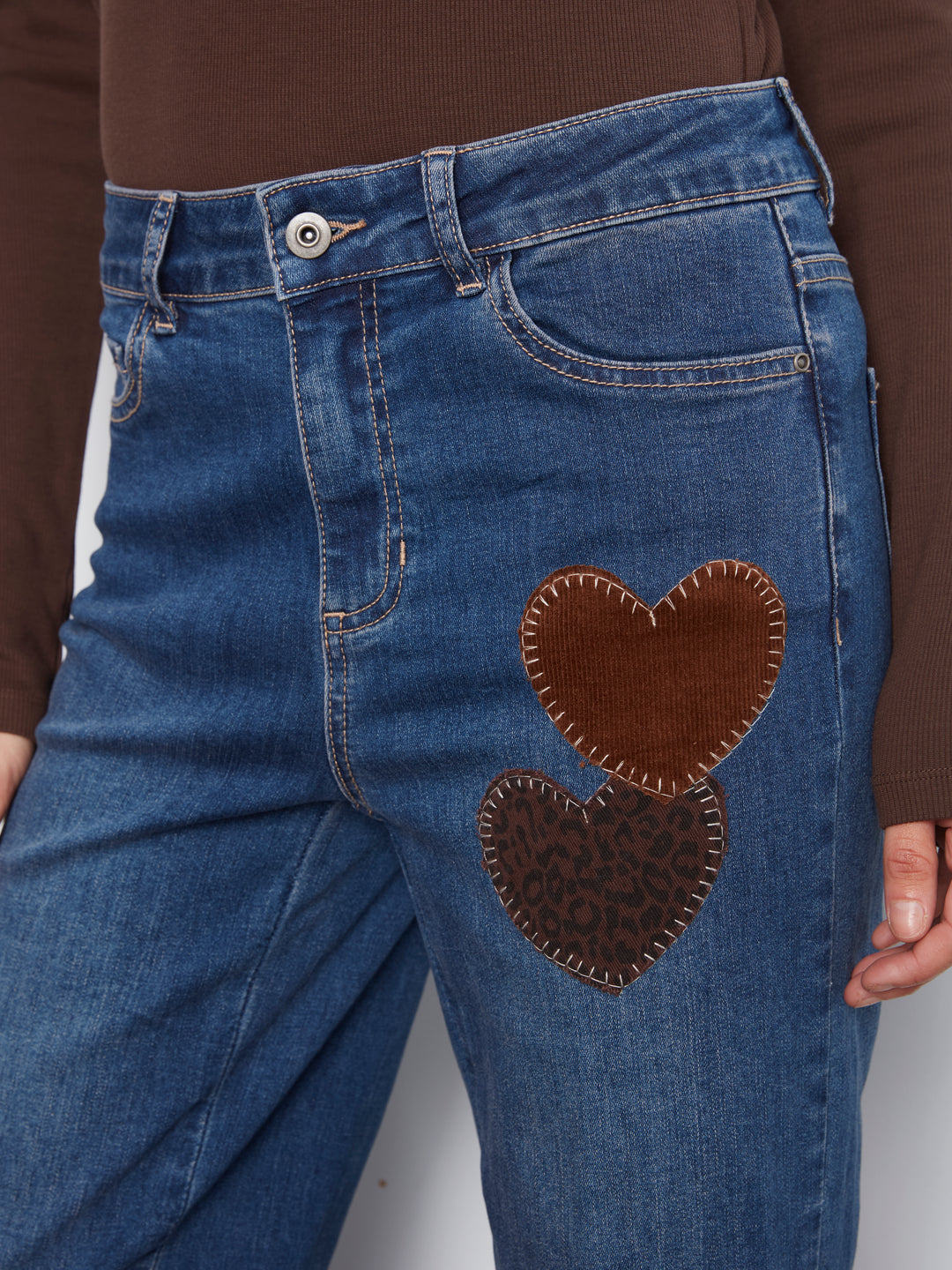 Heart Patch Straight Leg Jean