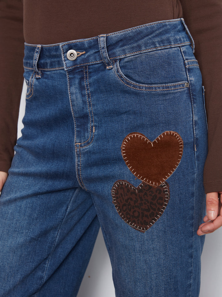 Heart Patch Straight Leg Jean