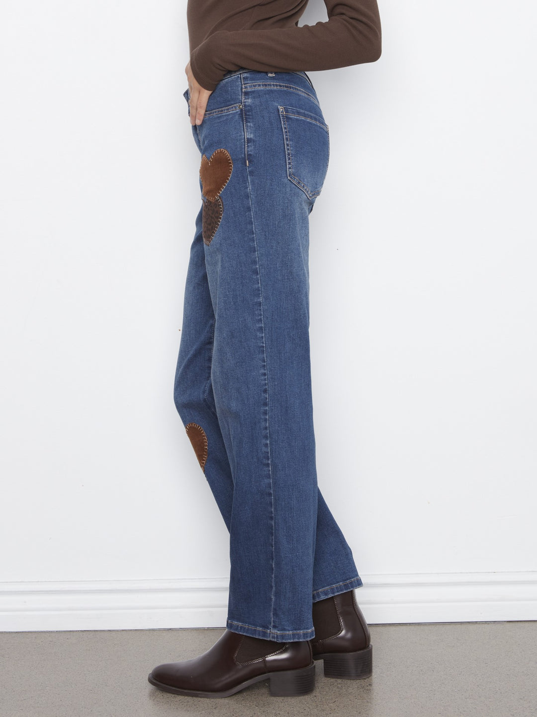 Heart Patch Straight Leg Jean