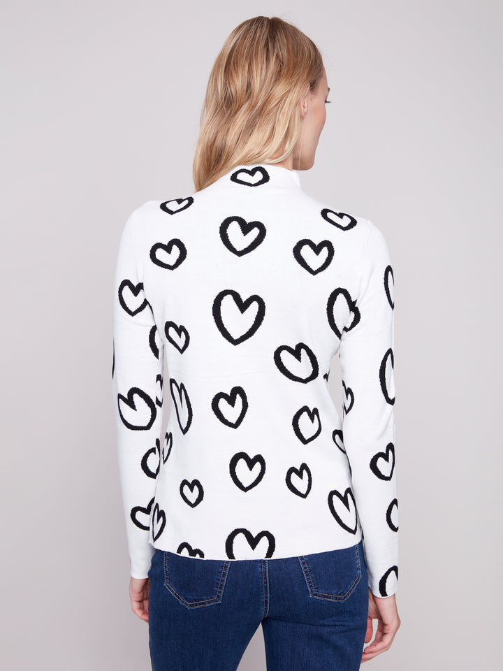 Hearts Reversible Mock Neck Sweater