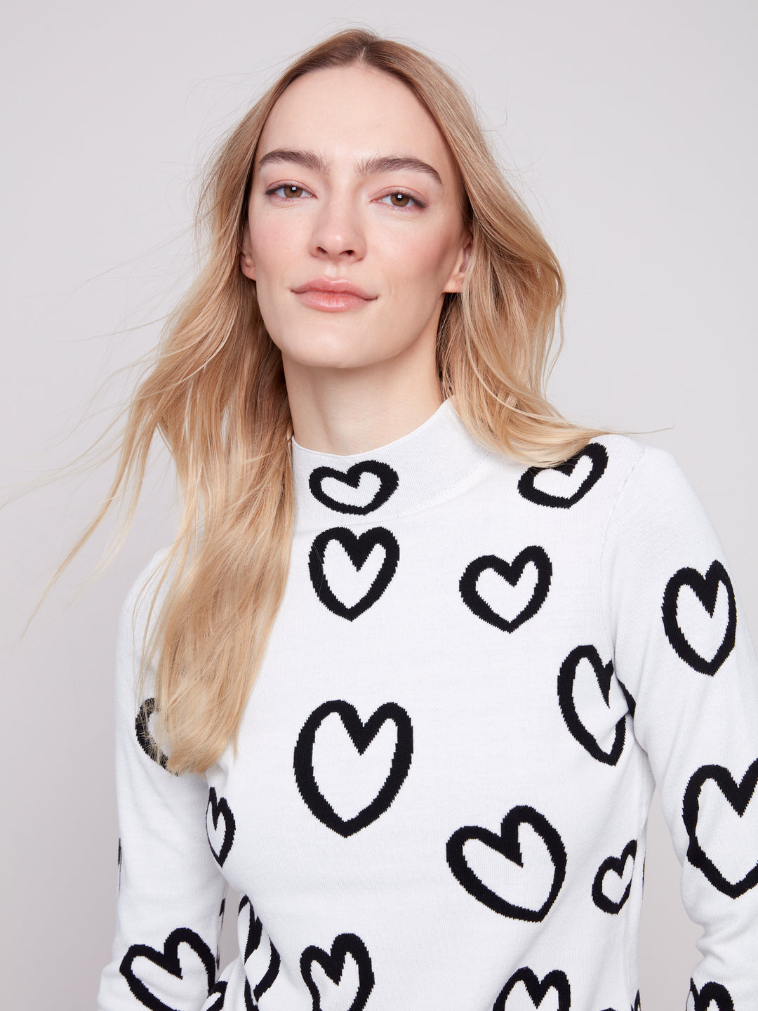 Hearts Reversible Mock Neck Sweater