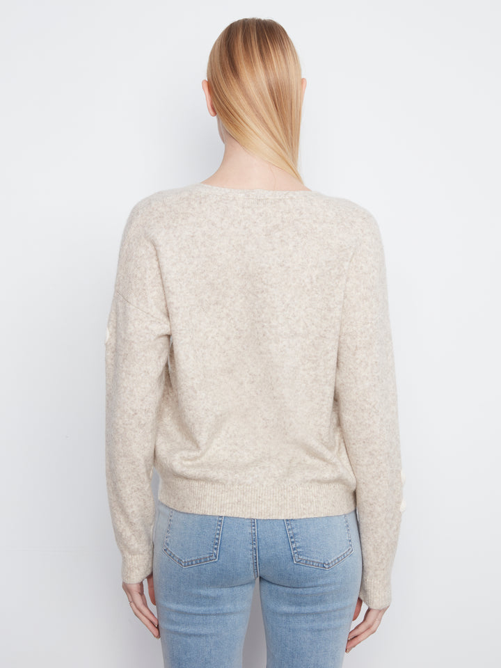 Heather Almond Floral Applique Sweater