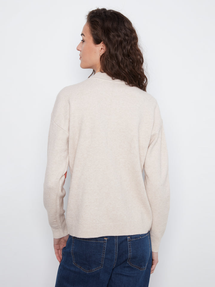 Heather Almond Flower Applique Sweater