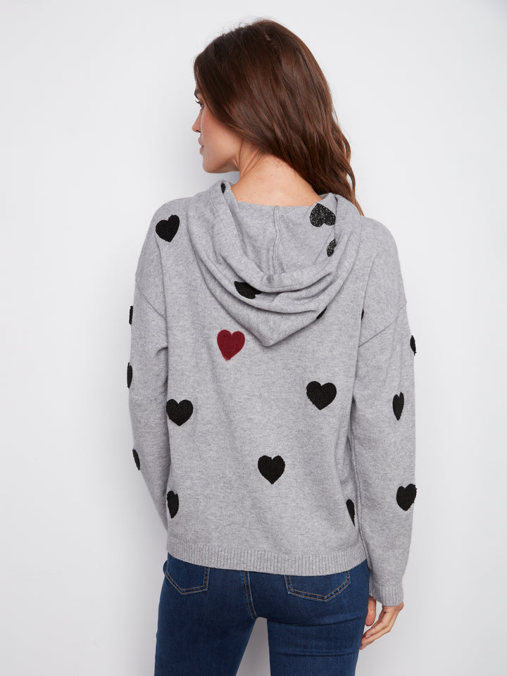 Heather Grey Boucle Hearts Hoodie
