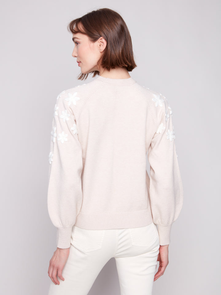 Heather Oat Embroidered Sweater