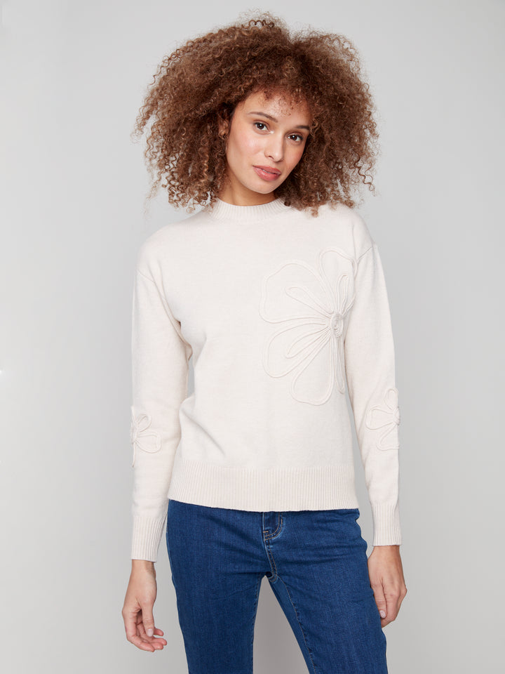 Heather Oat Soutache Detail Sweater