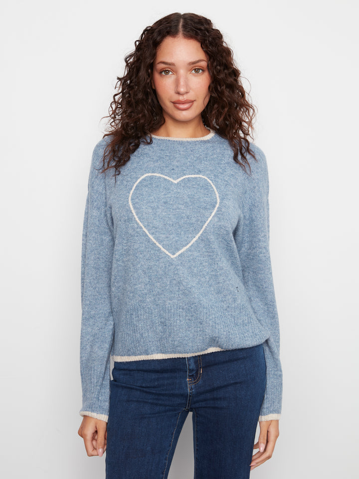 Heather Storm Heart Embroidered Sweater
