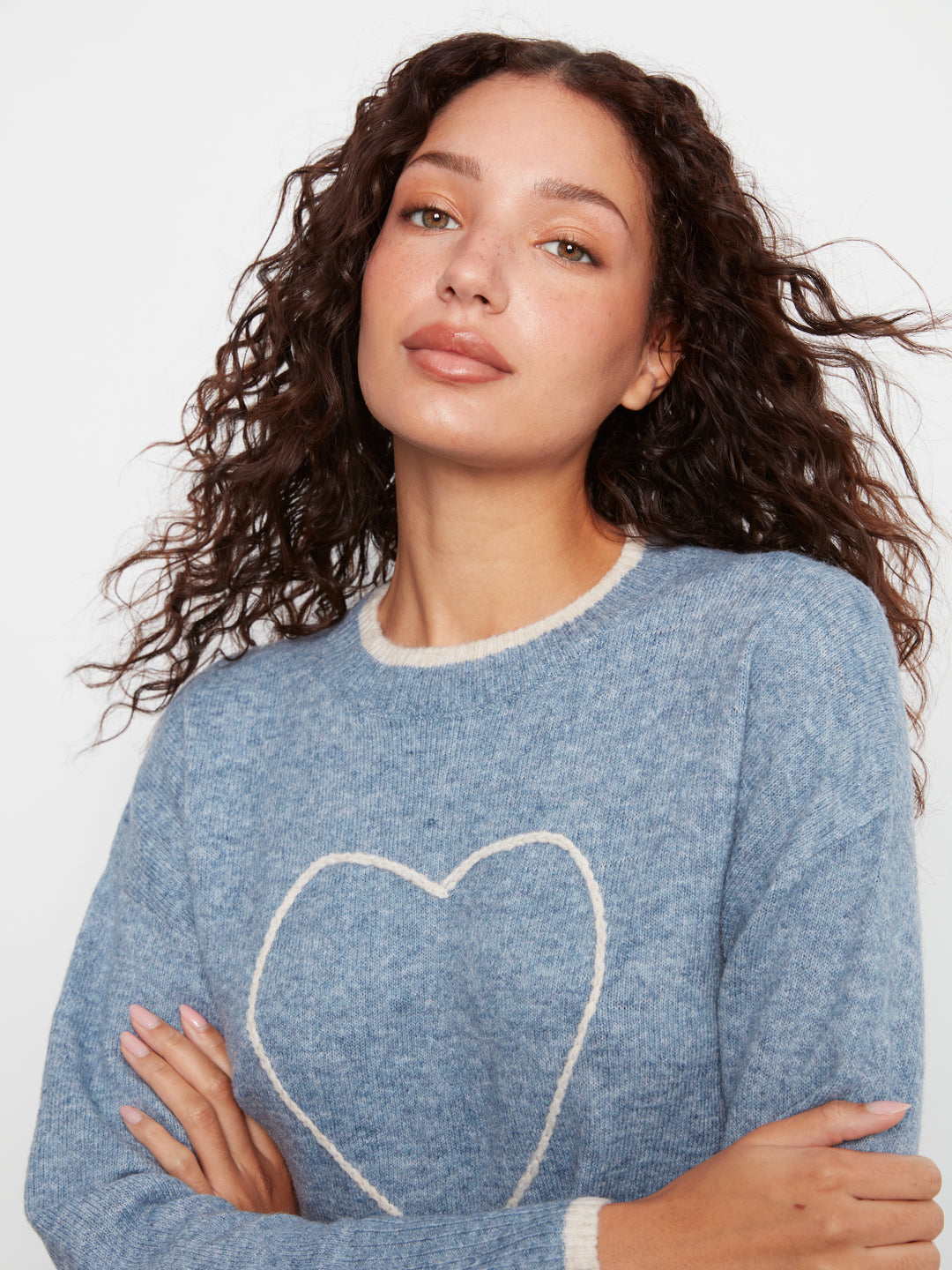 Heather Storm Heart Embroidered Sweater