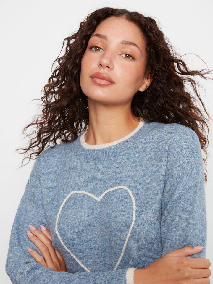 Heather Storm Heart Embroidered Sweater