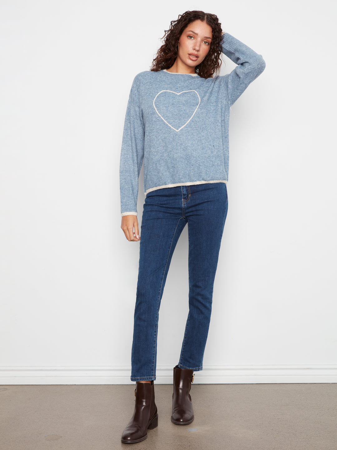Heather Storm Heart Embroidered Sweater