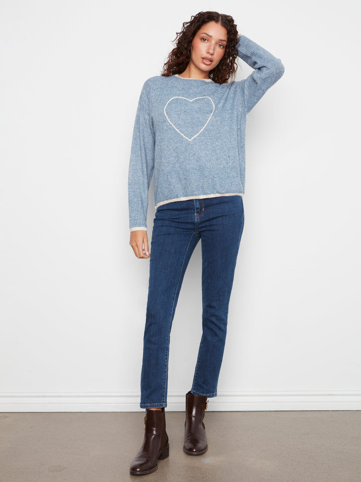 Heather Storm Heart Embroidered Sweater