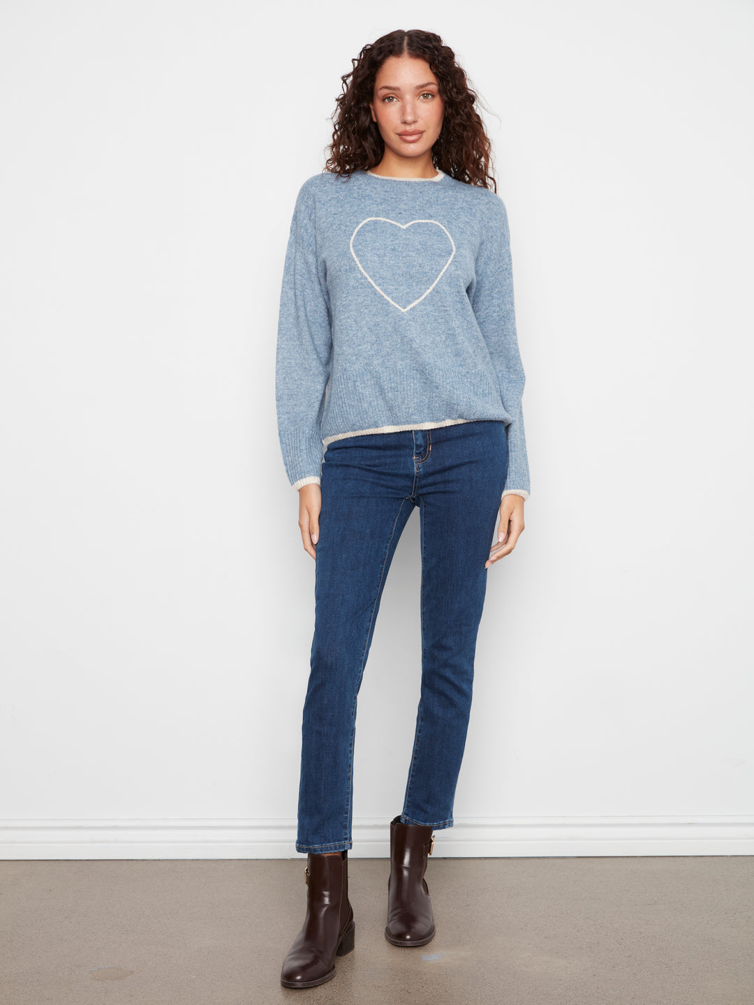 Heather Storm Heart Embroidered Sweater
