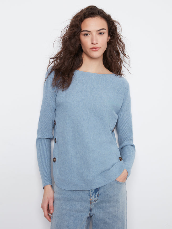 Heather Storm Side Button Plush Sweater