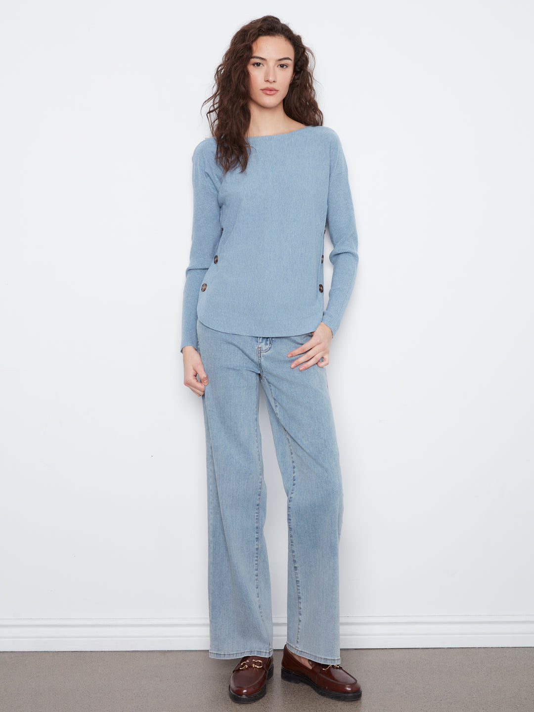 Heather Storm Side Button Plush Sweater