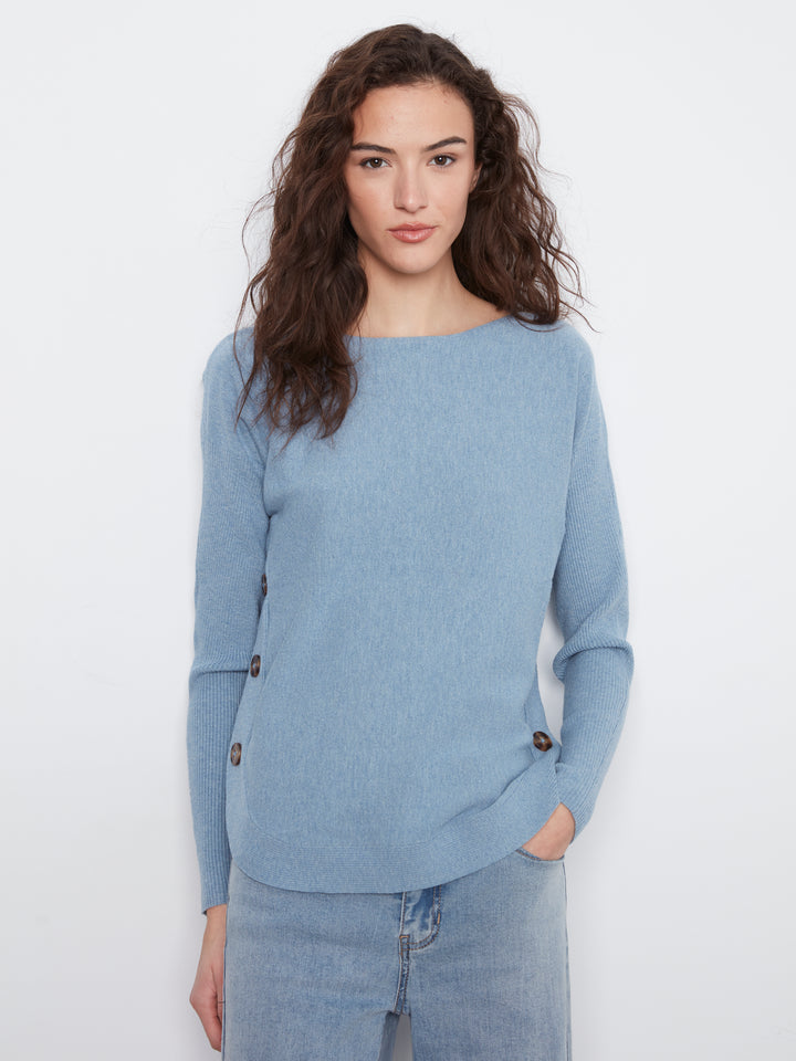 Heather Storm Side Button Plush Sweater