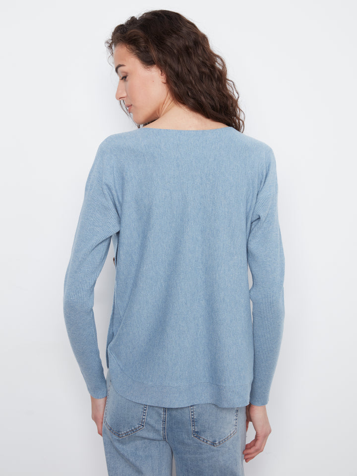 Heather Storm Side Button Plush Sweater