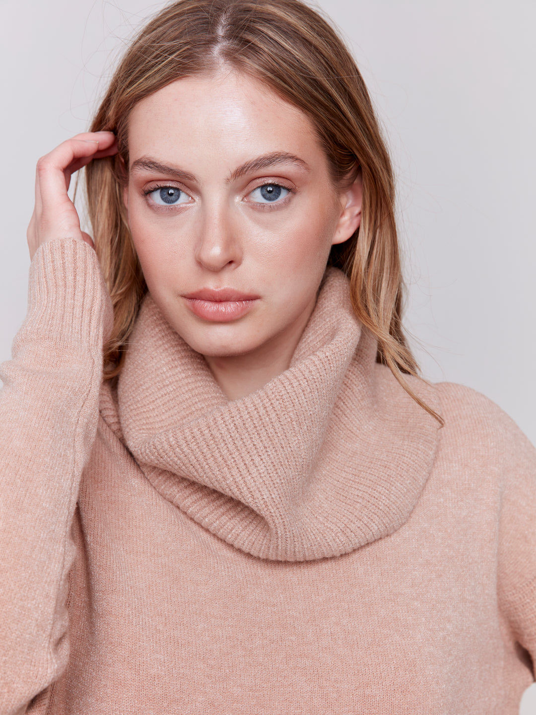 Heather Truffle Sweater With Detachable Scarf